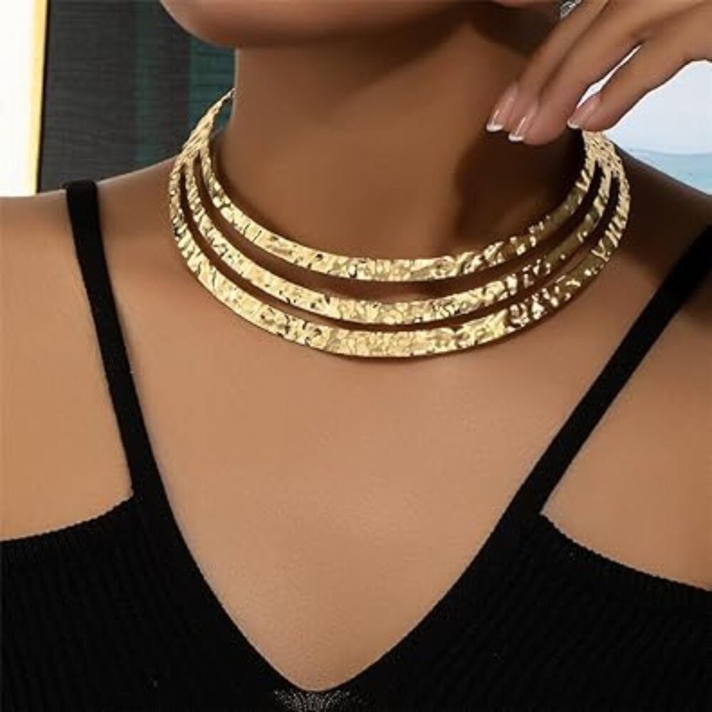 Chunky Gold Necklace‎ Statement Choker Necklace Gold